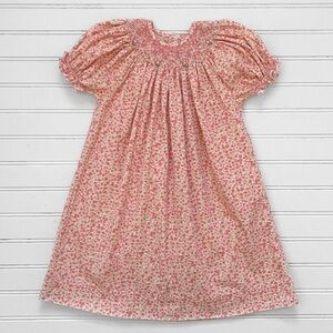 REMEMBER NGUYEN EUC Hand Smocked Fine Wale Corduroy Floral Bishop Dress